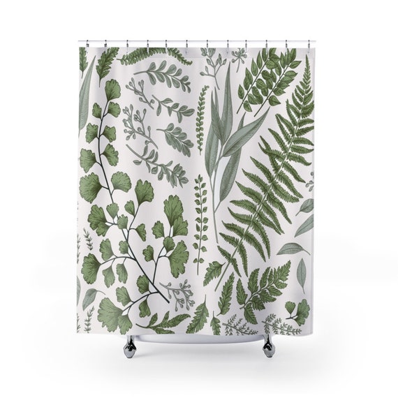 Plant Shower Curtain, Boho Shower Curtain, Green Shower Curtain, Botanical Curtain, Plant Decor, Fern Art, Houseplant Art, Botanical Decor