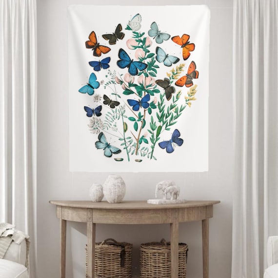 Butterfly Tapestry, Boho Tapestry, Vintage Butterfly, Butterfly Decor, Botanical Tapestry, Nature Tapestry, Dorm Tapestry, Moth Tapestry