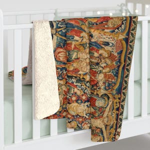 Medieval Sherpa Blanket | Religious Jesus Christ Fleece Throw, European Scenes Plush Essential image 5
