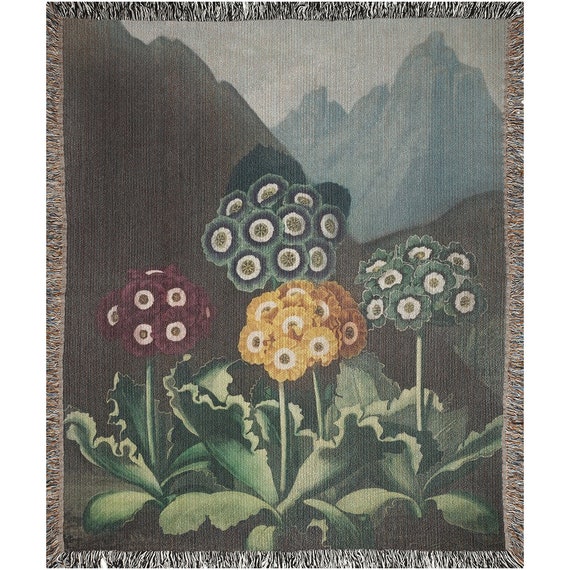 Floral Blanket, Woven Blanket, Woven Tapestry, Floral Bedding, Vintage Botanical, Botanical Blanket, Plant Throw, Floral Throw, Art Blanket