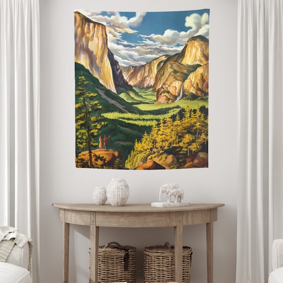 Mountain Tapestry, Nature Tapestry, Yosemite Art, Mountain Wall Art, California Wall Art, Hiking Wall Art, Yosemite Gift, Hiking Gift