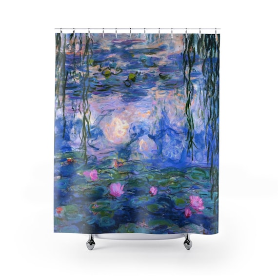Claude Monet, Water Lilies Monet, Art Shower Curtain, Monet Decor, Purple Shower Curtain, Boho Shower Curtain, Purple Bathroom, Art Bathroom