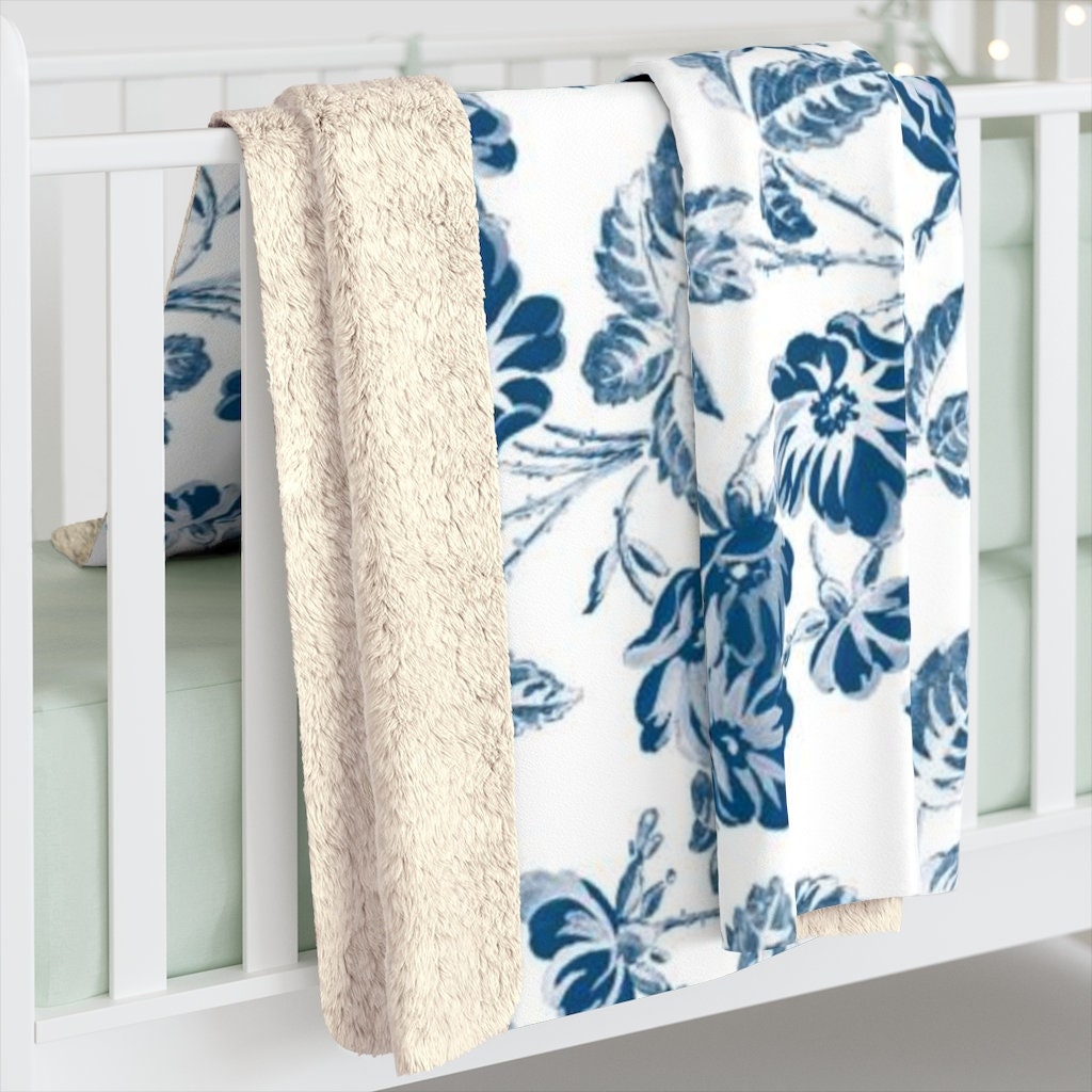 Blue Floral Blanket Blue Throw Floral Blanket Vintage Floral Boho Throw Blanket White Blue Blanket Vintage Plant Blanket Flower Throw Etsy