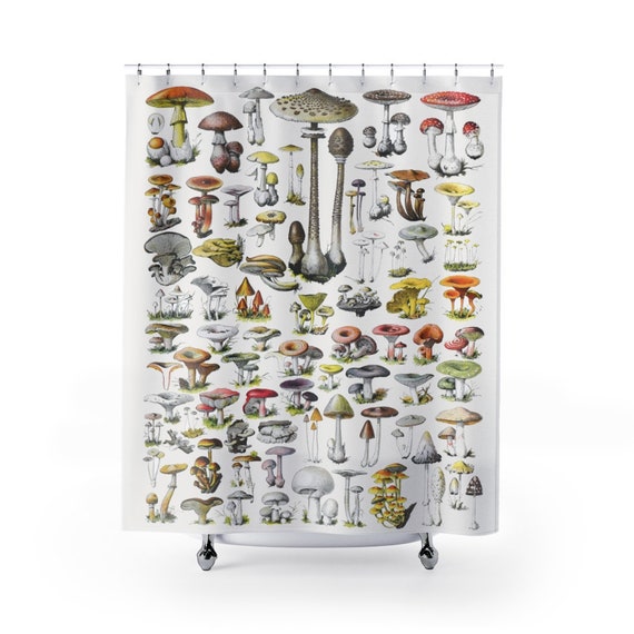 Mushroom Shower Curtain, Vintage Mushroom Art, Mushroom Decor, Boho Shower Curtain, Nature Bathroom, Shroom Decor, Mushroom Bathroom