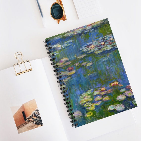 Monet Notebook, Spiral Notebook, Water Lilies, Monet Water Lilies, Floral Notebook, Nature Notebook, Monet Painting, Claude Monet Art