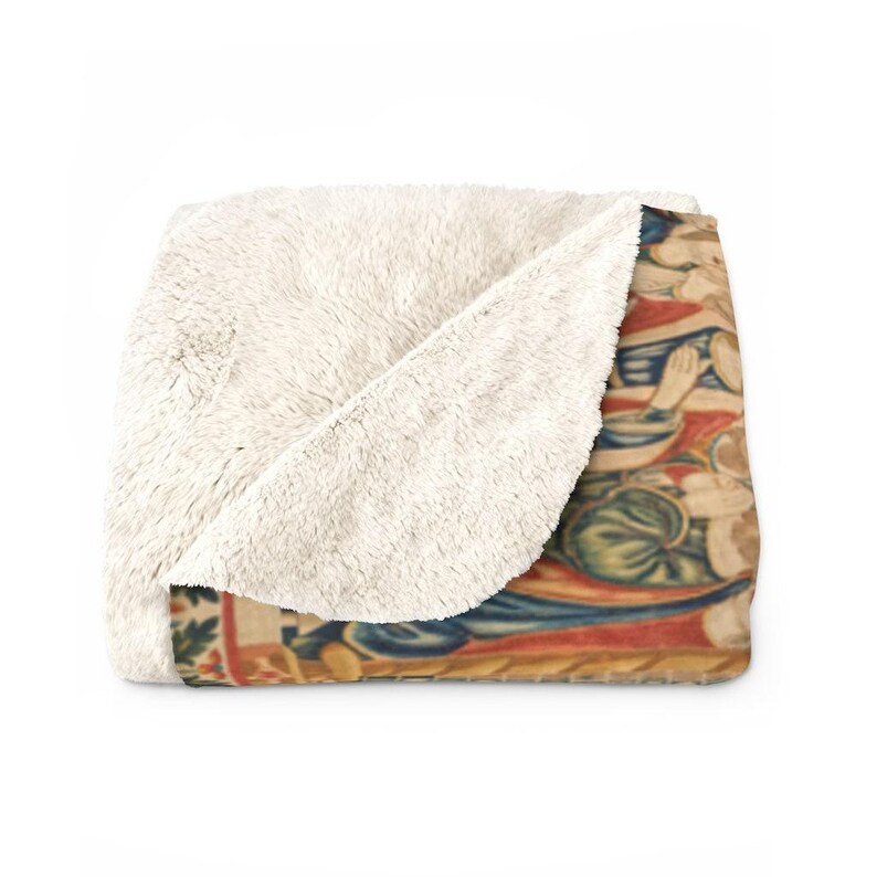 Medieval Sherpa Blanket | Religious Jesus Christ Fleece Throw, European Scenes Plush Essential image 6