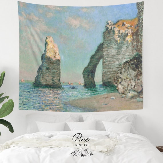 Ocean Tapestry, Monet Tapestry, Claude Monet, Ocean Wall Hanging, Painting Tapestry, Ocean Decor, Ocean Cliff, Monet Painting, Ocean Art