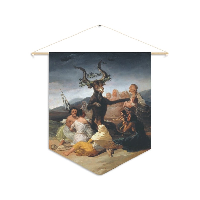 Gothic Wall Art, Witchy Decor, Witch Wall Art, Hell Painting, Gothic Painting, Vintage Tapestry, Gothic Tapestry, Satan Art, Religious Art image 2