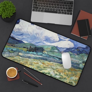 Van Gogh Desk Mat, Vincent Van Gogh, Nature Desk Mat, Nature Mousepad, Blue Desk Mat, Van Gogh Painting, Fine Art Decor, Boho Office Decor