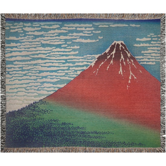 Mount Fuji, Japan Blanket, Woven Blanket, Japanese Throw, Katsushika Hokusa, Mountain Blanket, Red Fuji, Asian Blanket, Nature Throw