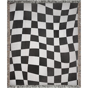 Black White Blanket, Woven Blanket, Checkerboard Blanket, Checkered Blanket, Grid Blanket, Retro Blanket, Black White Throw, Black Throw