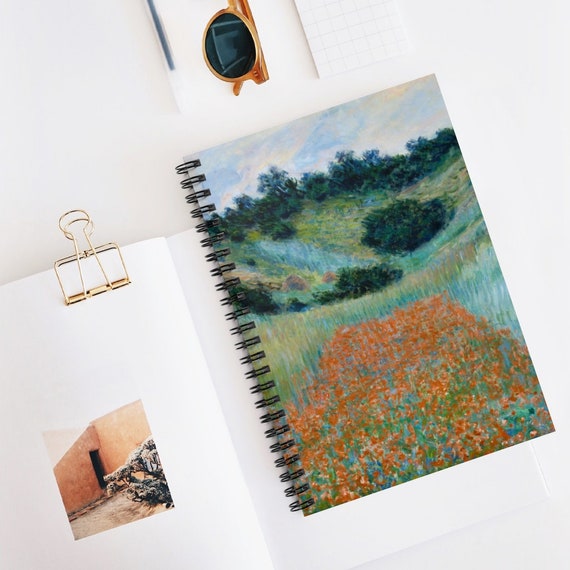 Monet Notebook, Spiral Notebook, Claude Monet, Poppies Painting, Monet Poppy Field, Landscape Painting, Art Notebook, , Claude Monet Gift