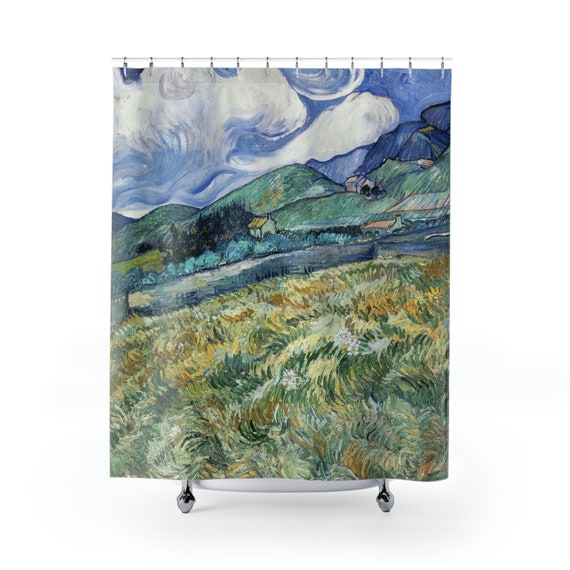 Van Gogh Shower Curtain, Landscape Painting, Van Gough Decor, Fine Art Decor, Nature Shower, Art Shower Curtain, Nature Bathroom