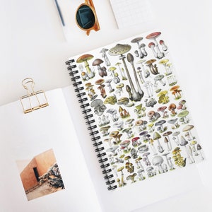 Mushroom Notebook, Spiral Notebook, Mushroom Journal, Cottagecore Notebook, Nature Notebook, Vintage Mushroom, Botanical Notebook