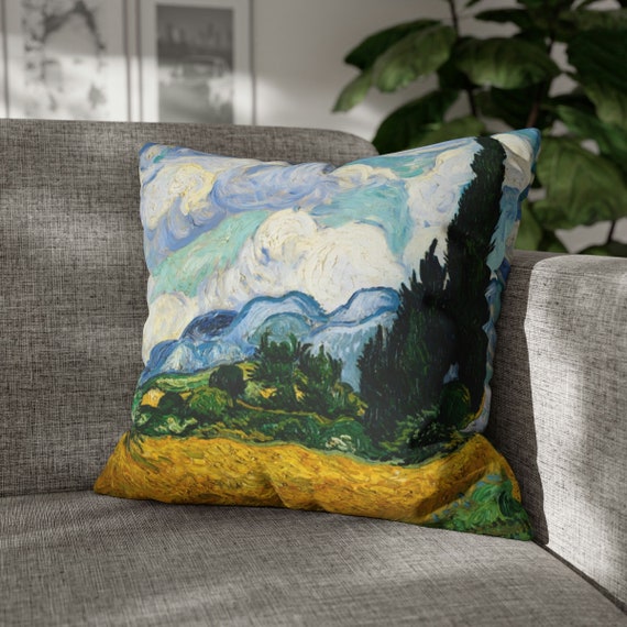 Art Pillow, Cypress Trees, Vintage Pillow, Landscape Painting, Nature Pillow, Van Gogh Pillow, Vincent Van Gogh, Van Gogh Decor, Boho Pillow