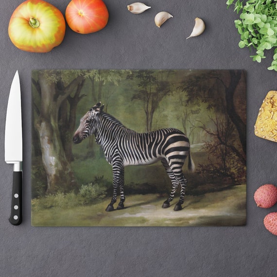 Zebra Decor, Glass, Cutting Board, Jungle Decor, Jungle Kitchen, Zebra Painting, Jungle Painting, Tropical Kitchen, Zebra Art, Zebra Gift
