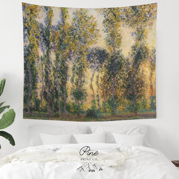 Monet Tapestry, Tree Tapestry, Claude Monet, Art Tapestry, Tree Painting, Painting Tapestry, Impressionism, Oil Painting, Vintage Nature