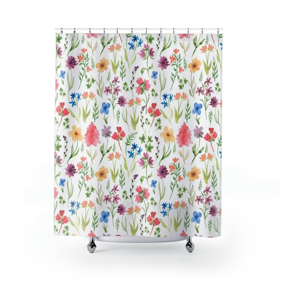 Floral Shower Curtain, Watercolor Floral, Watercolor Decor, Spring Shower Curtain, Floral Decor, Spring Decor, Floral Bathroom