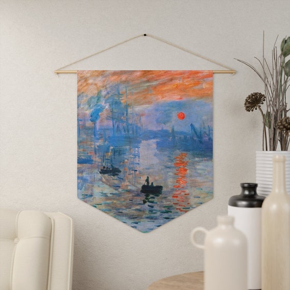 Monet Painting, Ocean Decor, Ocean Wall Art, Monet Wall Art, Boat Painting, Sunrise Painting, Claude Monet, Monet Sunrise, Monet Tapestry