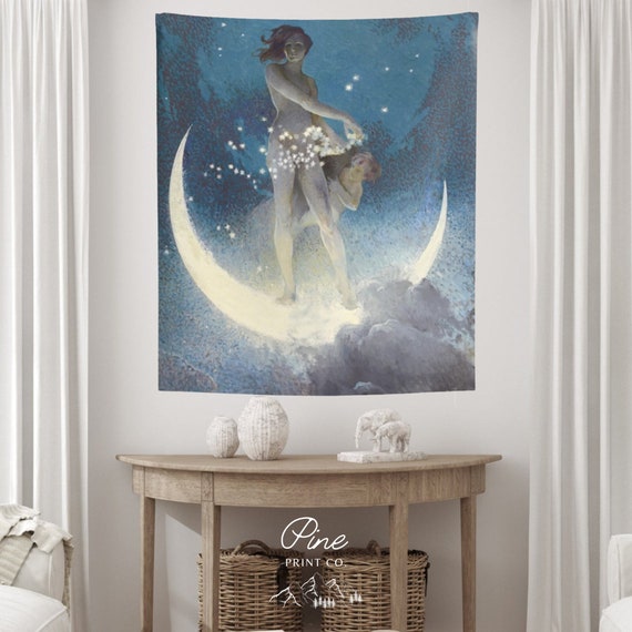 Boho Tapestry, Celestial Tapestry, Art Tapestry, Vintage Tapestry, Moon Tapestry, Moon Wall Art, Celestial Decor, Star Decor, Boho Wall Art