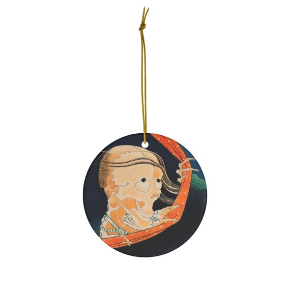 Japanese Ornament, Christmas Ornament, Vintage Ornament, Japanese Art, Vintage Skeleton, Gothic Ornament, Japanese Woodblock