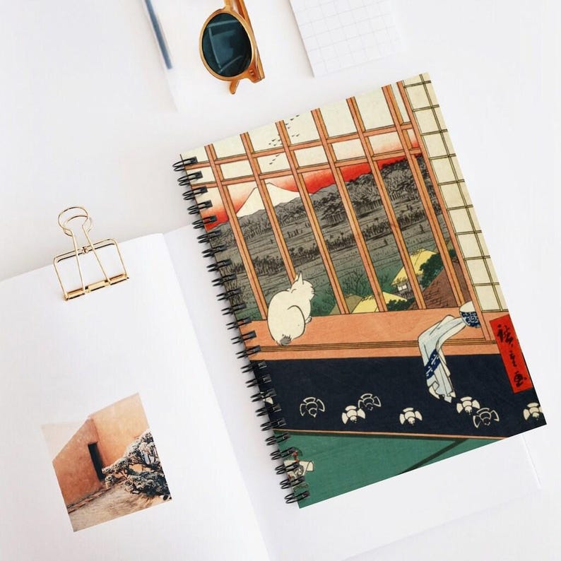 Cat Spiral Notebook | Japanese Hiroshige Festival Ruled Journal, Vintage Style Writing Companion image 1