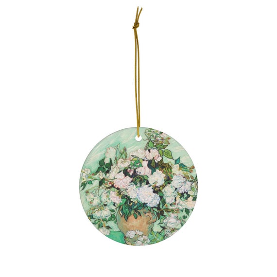 Van Gogh Ornament, Art Ornament, Floral Ornament, Christmas Ornament, Mint Green Ornament, Floral Painting, Floral Art, Van Gogh Painting