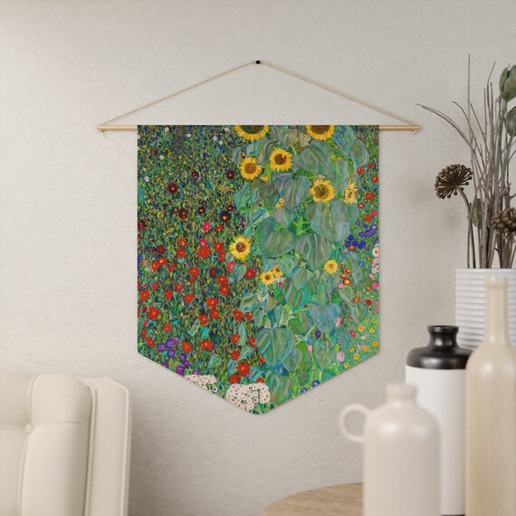 Klimt Tapestry, Sunflower Painting, Gustav Klimt, Botanical Tapestry, Klimt Painting, Garden Painting, Plant Tapestry, Art Tapestry