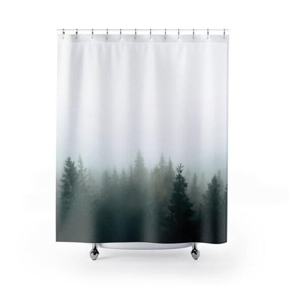 Forest Shower Curtains, Forest Decor, Mist Bathroom, Tree Curtain, Tree Bathroom, Nature Bathroom Decor, Nature Shower Curtain