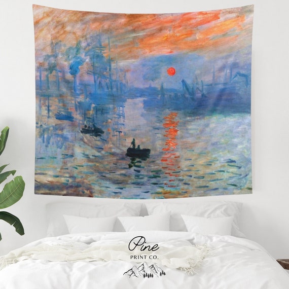 Monet Tapestry, Claude Monet, Ocean Tapestry, Sunset Tapestry, Ocean Sunset, Art Tapestry, Vintage Tapestry, Ocean Painting, Boat Painting
