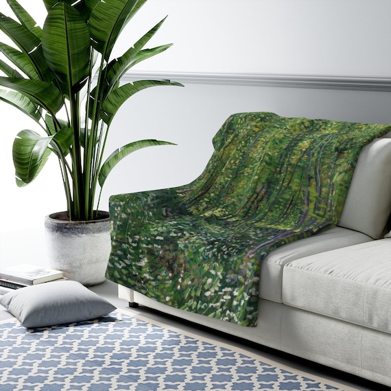Tree Blanket, Van Gogh Blanket, Green Throw, Forest Blanket, Tree Painting, Van Gogh Painting, Nature Blanket, Van Gogh Decor, Vintage Tree