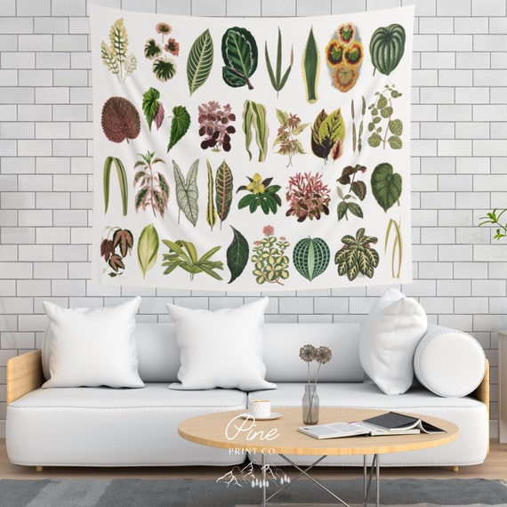 Plant Tapestry Houseplant Wall Art Plant Painting Plant Lover Gift Plant Decor Nature Tapestry Vintage Plant Botanical Tapestry Etsy
