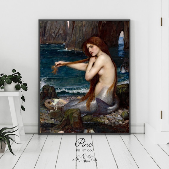 Mermaid Painting, Mermaid Print, Mermaid Art, Mermaid Decor, Vintage Mermaid, Fine Art Print, John William Waterhouse, Ocean Painting