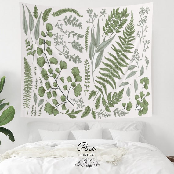Botanical Tapestry, Plant Tapestry, Houseplant Decor, Botanical Wall Art, Plant Wall Art, Nature Tapestry, Fabric Headboard, Boho Tapestry