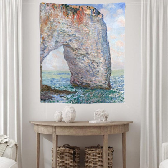Monet Tapestry, Ocean Tapestry, Beach Tapestry, Ocean Cliff, Blue Tapestry, Nature Tapestry, Ocean Decor, Monet Ocean, Ocean Decor