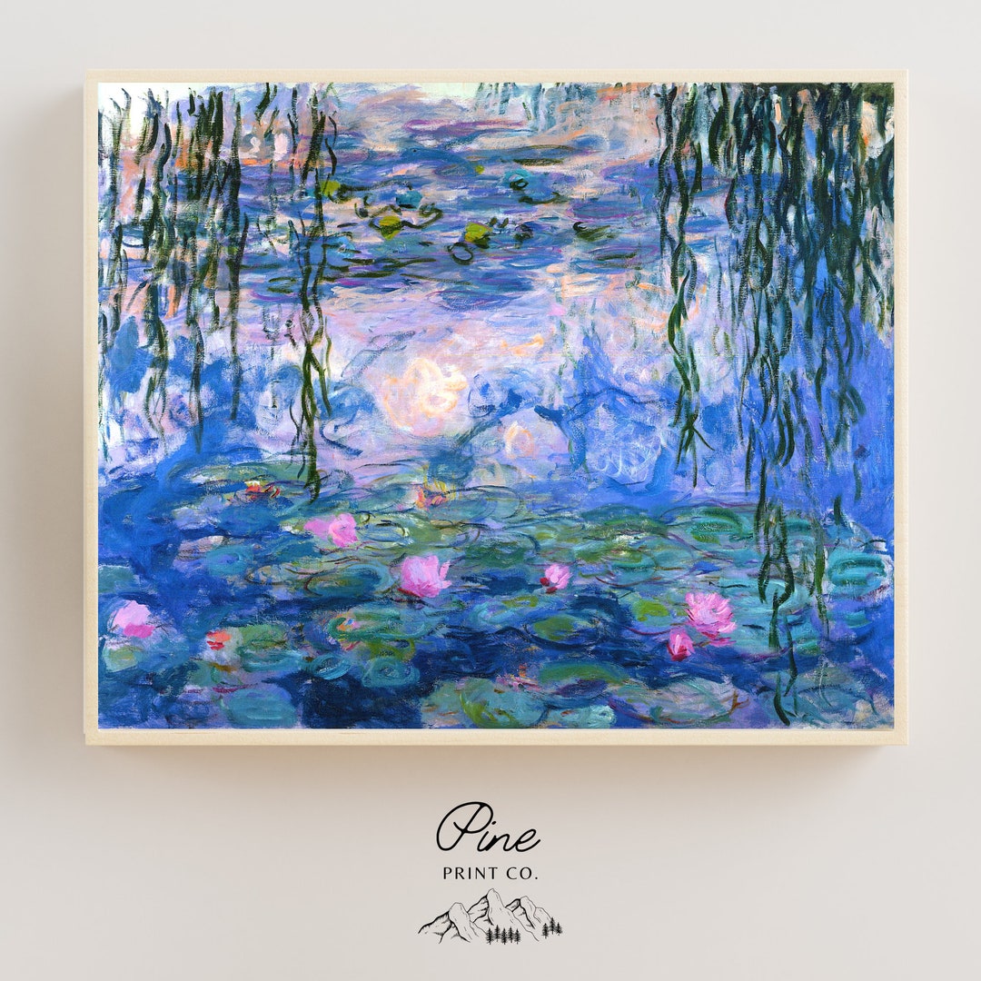 Claude Water Lilies Print, Print, Decor, Purple