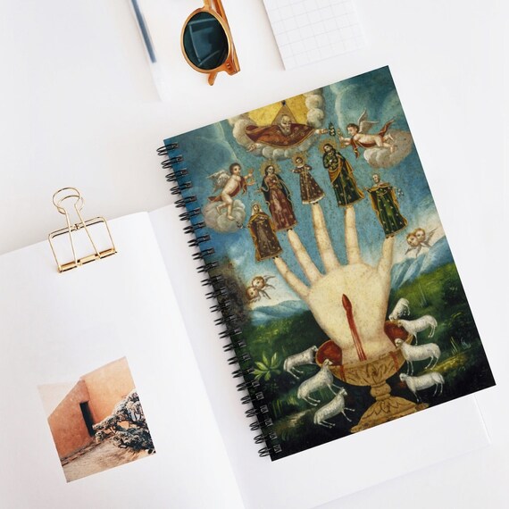 Spiral Notebook, Occult Notebook, Hand Notebook, Art Spiral Notebook, Witchcraft Notebook, Vintage Occult Art, Gothic Notebook, Angel Art