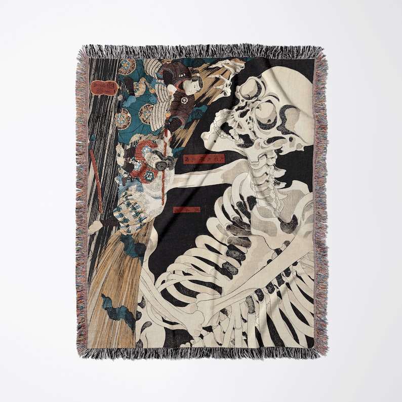 the size comparison of a bed with a skeleton on it