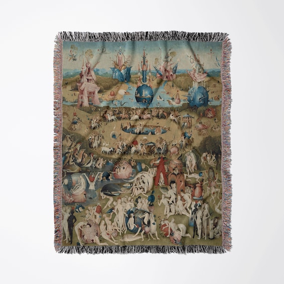 Garden Of Earthly Delights, Woven Blanket, Boho Blanket, Fine Art Blanket, Vintage Blanket, Art Blanket, Hieronymus Bosch, Medieval Decor