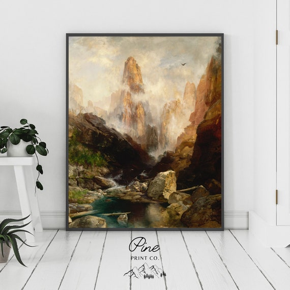 Utah Painting, Thomas Moran, Kanab Canyon, Nature Painting, Utah Wall Art, Utah Print, Watercolor Art, Mountain Print, Mountain Poster