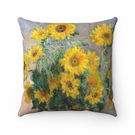 Sunflower Decor, Monet Decor, Sunflower Pillow, Sunflower Painting, Monet Pillow, Sunflower Gift, Monet Gift, Floral Pillow, Yellow Pillow