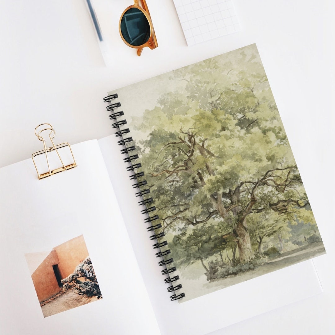 Tree Drawing Notebook Design Tree Spiral Notebook, Vintage Tree, Tree Watercolor, Art Notebook, Tree ...