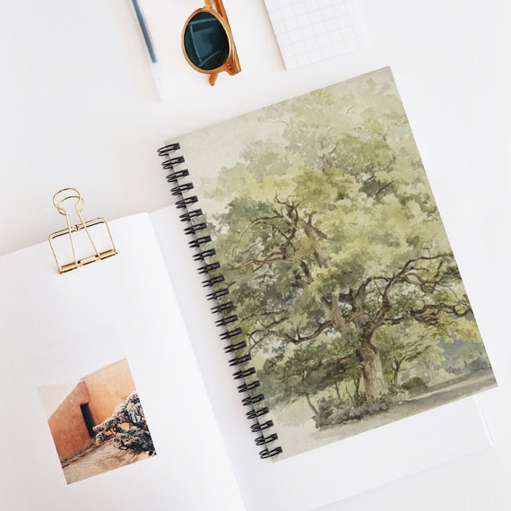Tree Spiral Notebook, Vintage Tree, Tree Watercolor, Art Notebook, Tree Painting, Vintage Botanical, Botanical Notebook, Nature Notebook