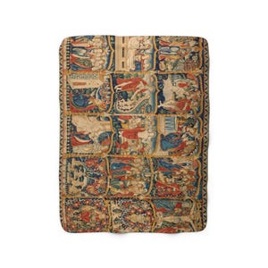 Medieval Sherpa Blanket | Religious Jesus Christ Fleece Throw, European Scenes Plush Essential 50" × 60"