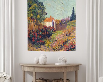 Van Gogh Floral Oil Painting Tapestry | Vintage Nature Wall Hanging, Fine Art Accent Piece
