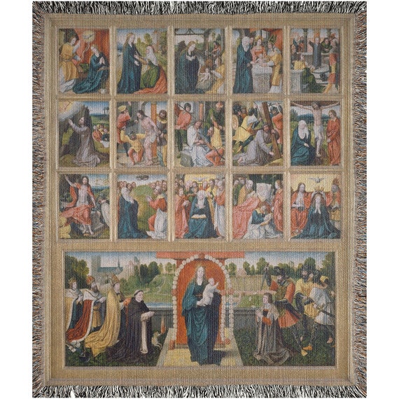 Medieval Tapestry Woven Blanket Religious Blanket Jesus Christ