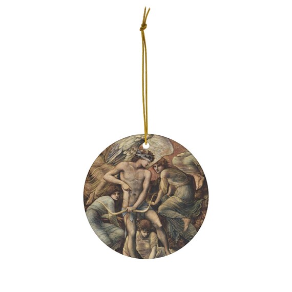 Gothic Ornament, Christmas Ornament, Fine Art Ornament, Vintage Ornament, Angel Ornament, Ceramic Ornament, Angel Painting