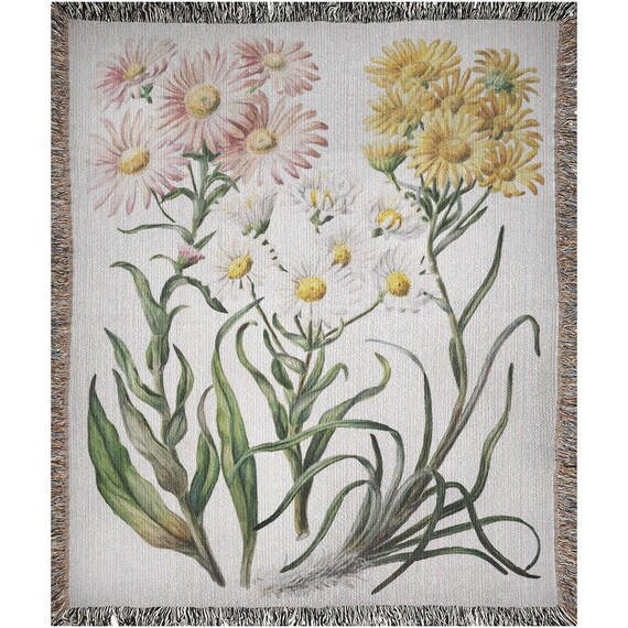 Floral Blanket, Woven Blanket, Botanical Blanket, Flower Throw, Vintage Blanket, Vintage Flowers, Plant Blanket, Boho Woven Blanket