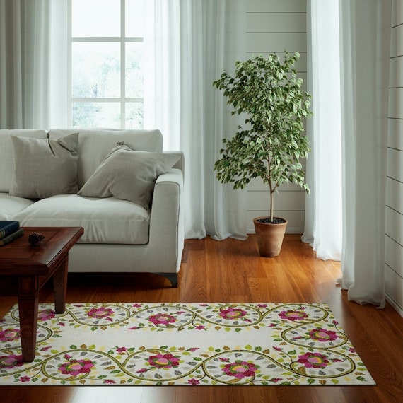 Floral Rug, Runner Rug, Accent Rug, William Morris, Botanical Rug, Vintage Floral, Vintage Plants, Flower Rug, Flower Decor, Turkish Rug