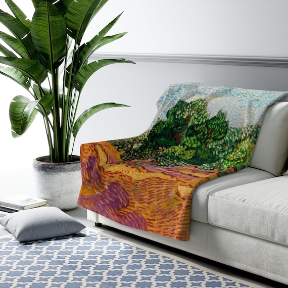 Art Blanket, Sherpa Blanket, Van Gogh Blanket, Olive Tree, Nature Blanket, Landscape Painting, Vincent Van Gogh, Fine Art Throw, Tree Art